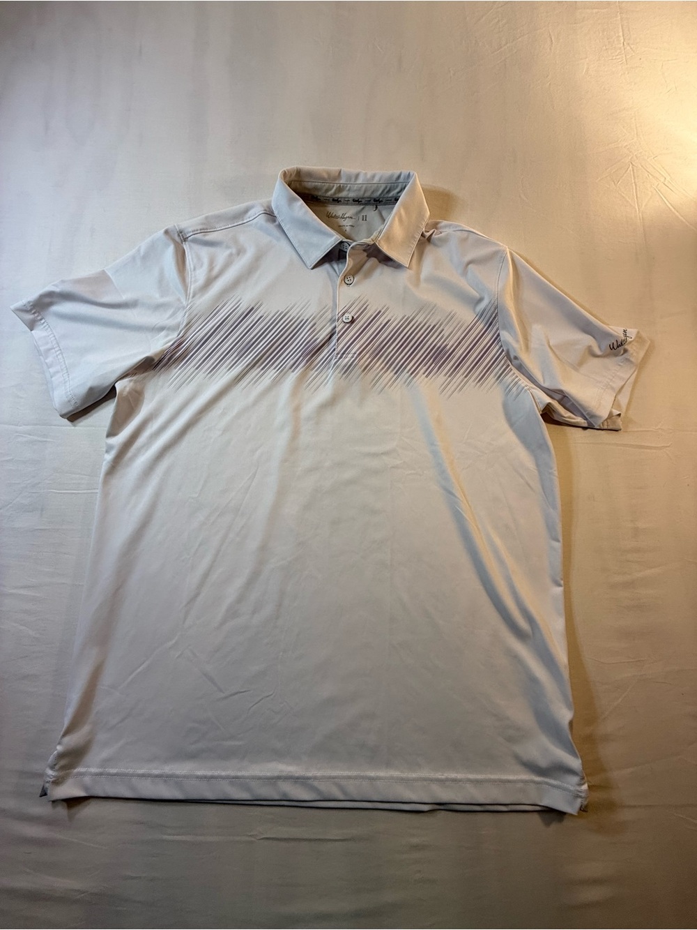 Walter Hagen White Polo with Subtle Gray Stripe Accent